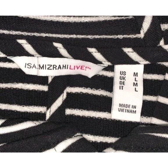 Isaac Mizrahi Live! Black & White Striped Cardigan With Pockets Made In Vietnam - Picture 2 of 8